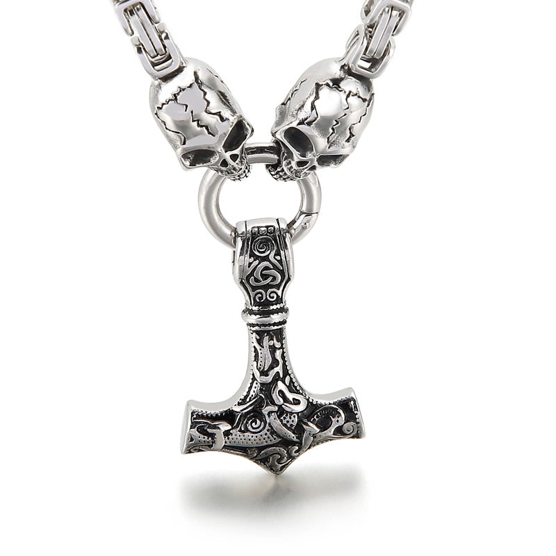 Skull Byzantine Chain Box Chain King's Chain With Pendant Men's Necklace