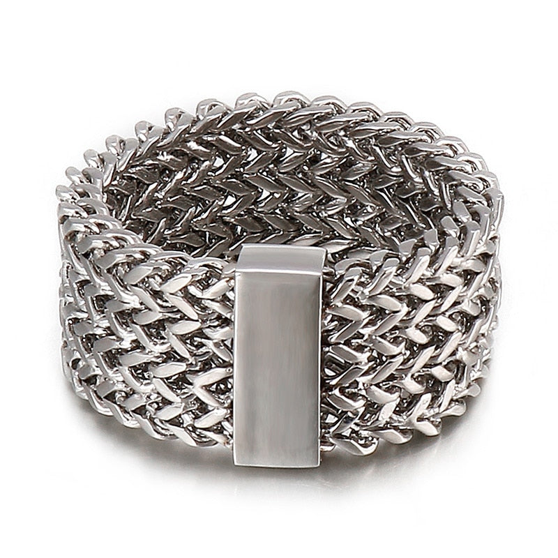 Woven Steel Chain Mail Band Ring