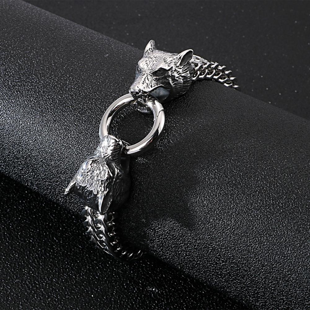 Dueling Wolves Chain Bracelet