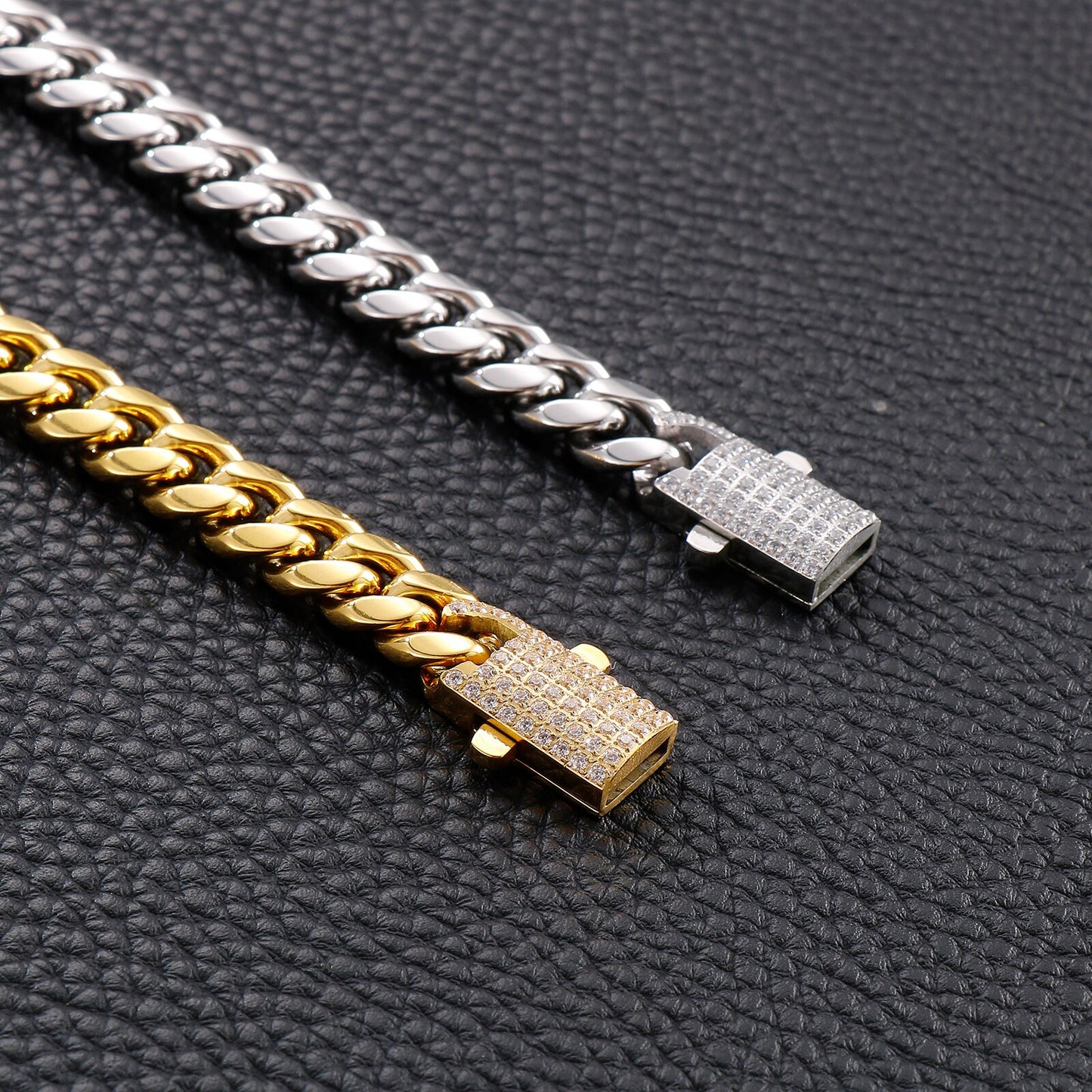 Zircon Latch Cuban Chain Statement Bracelet