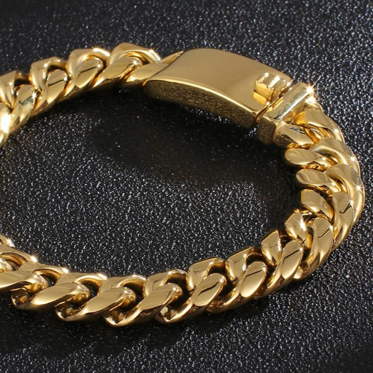 Bold and Chunky Half-Polish Cuban Link Chain Bracelet
