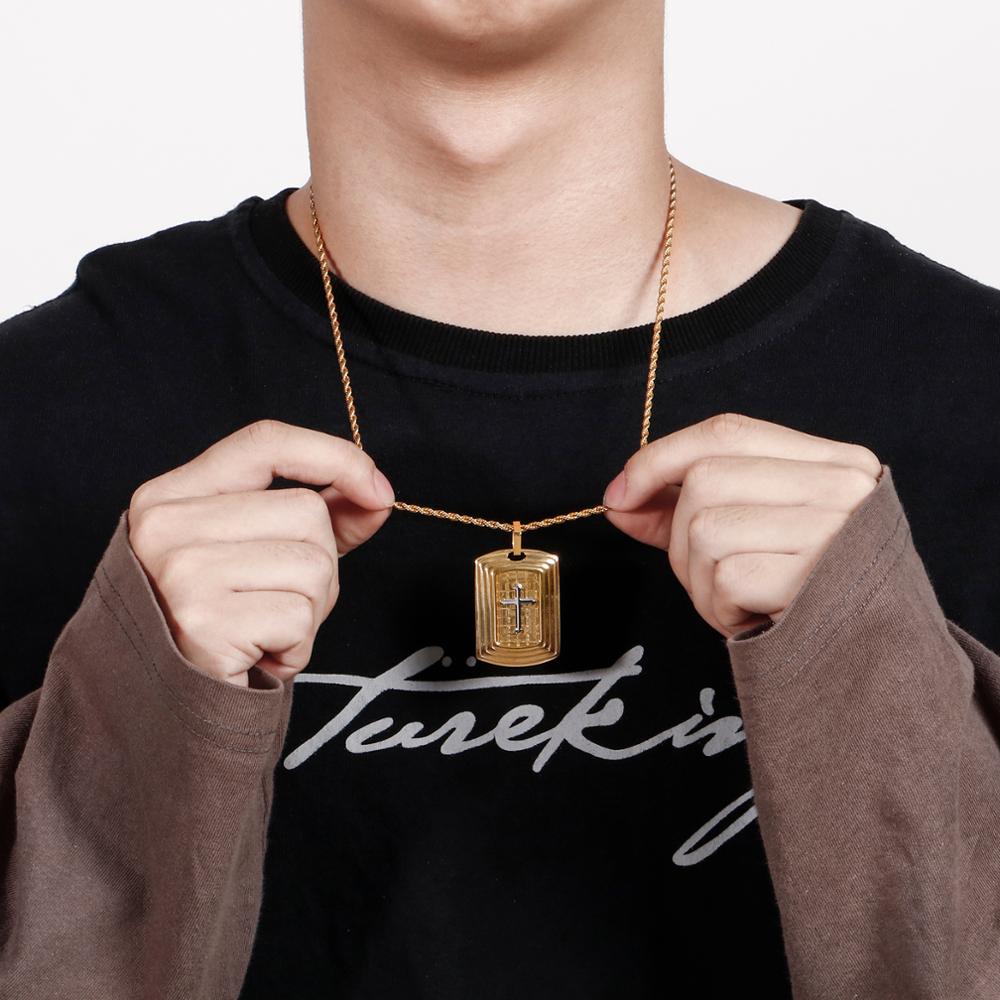 Geometric Cross Dog Tag Pendant