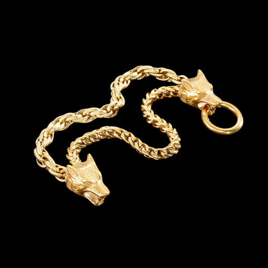 Twisted Chained Wolves Mens Bracelets