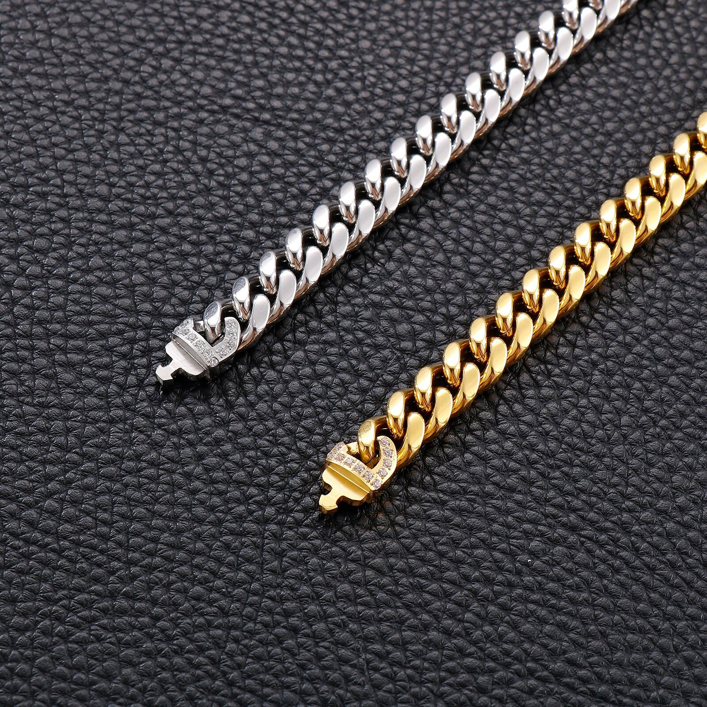 Zircon Latch Cuban Chain Statement Bracelet