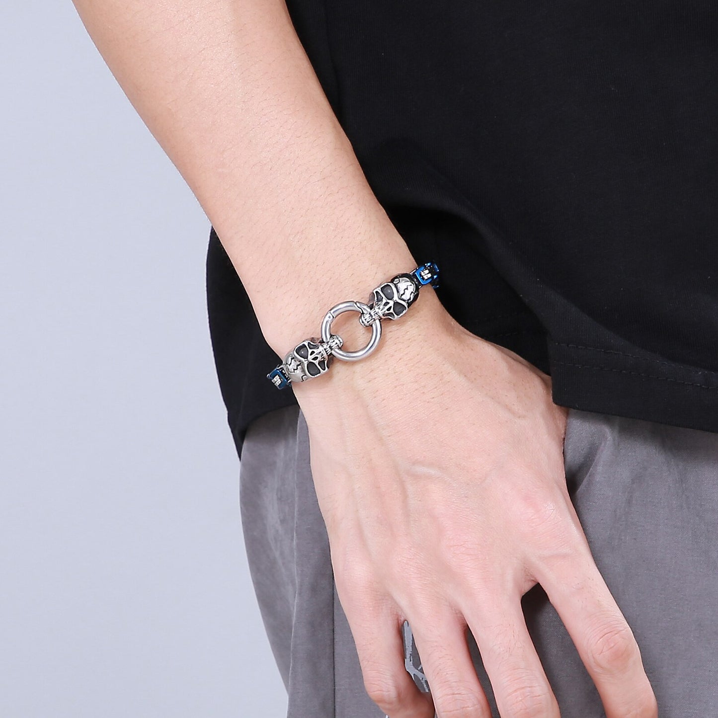7 Colors Skull Byzantine Chain Mens Bracelet