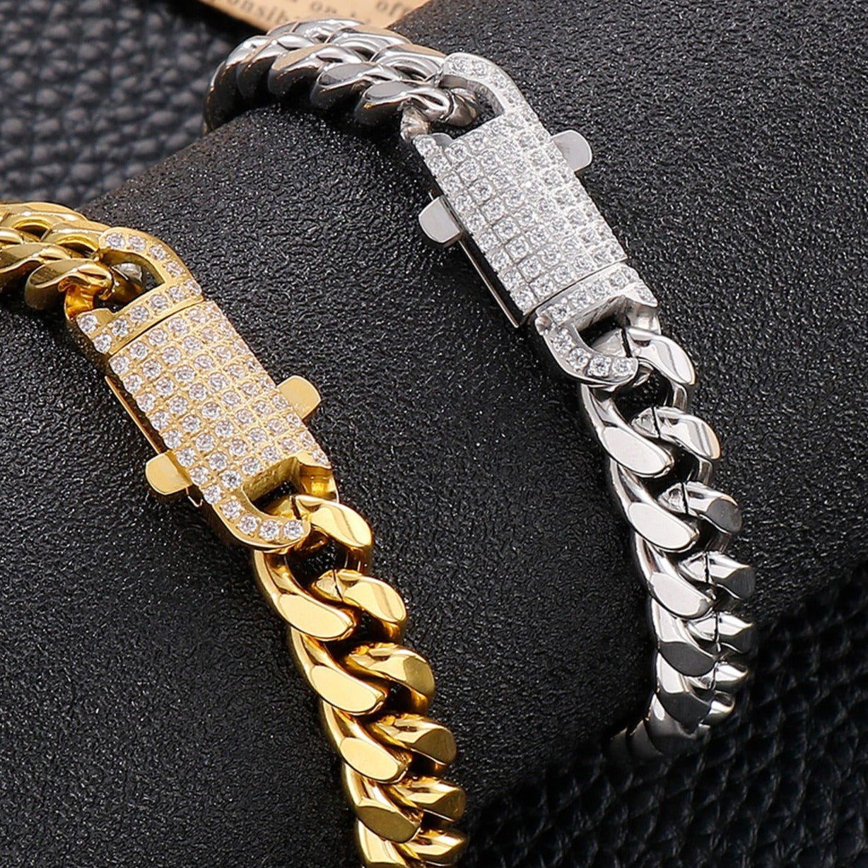 Zircon Latch Cuban Chain Statement Bracelet
