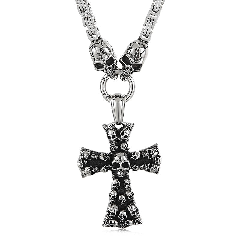 Skull Byzantine Chain Box Chain King's Chain With Pendant Men's Necklace