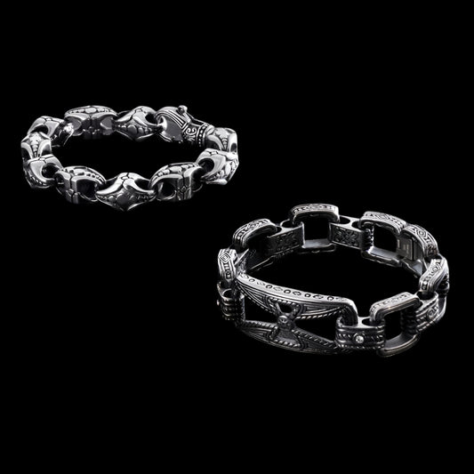 Ancient Cross Square-Link Statement Bracelet