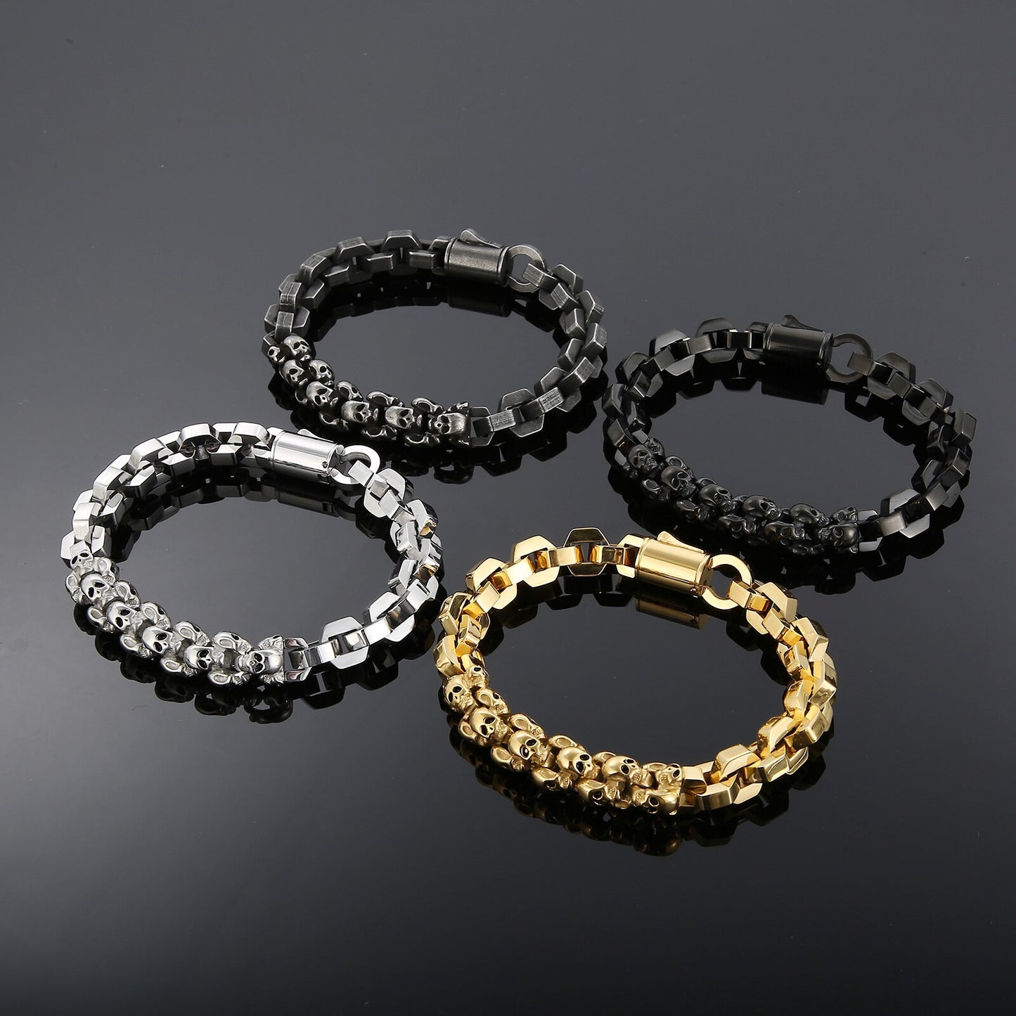 Skull and Square Chain Mens Bracelet