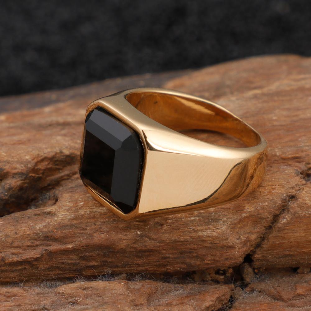 Square Obsidian Signet Ring