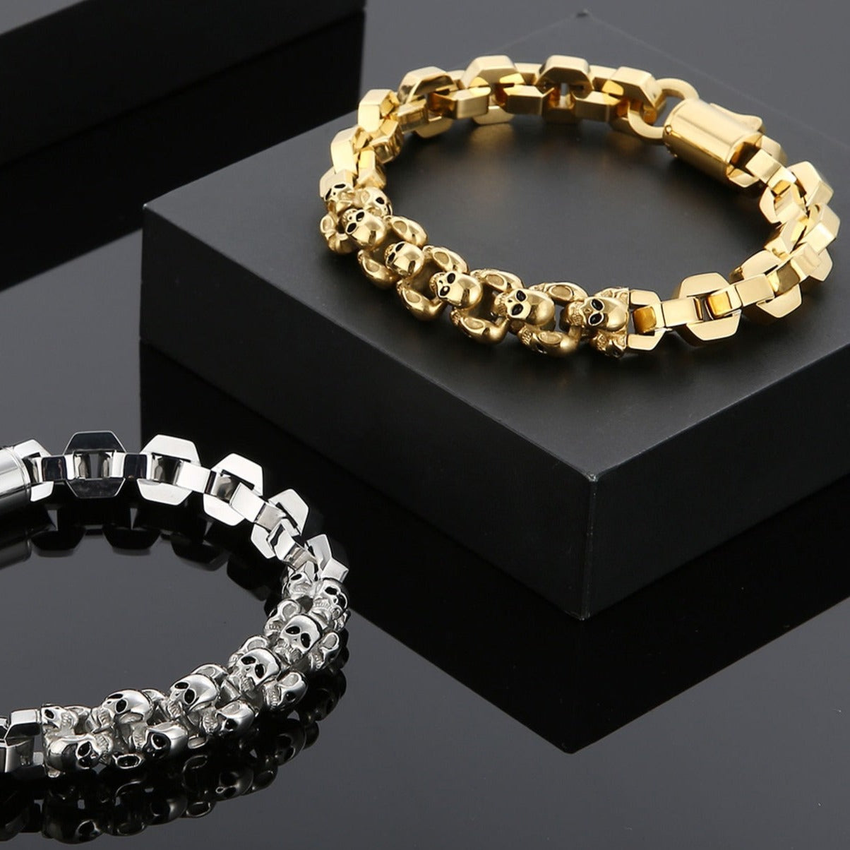 Skull and Square Chain Mens Bracelet