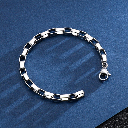 Modern Minimalist Square Link Mens Bracelet