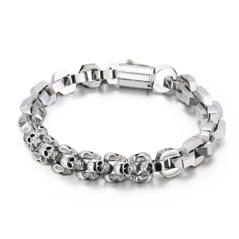 Skull and Square Chain Mens Bracelet