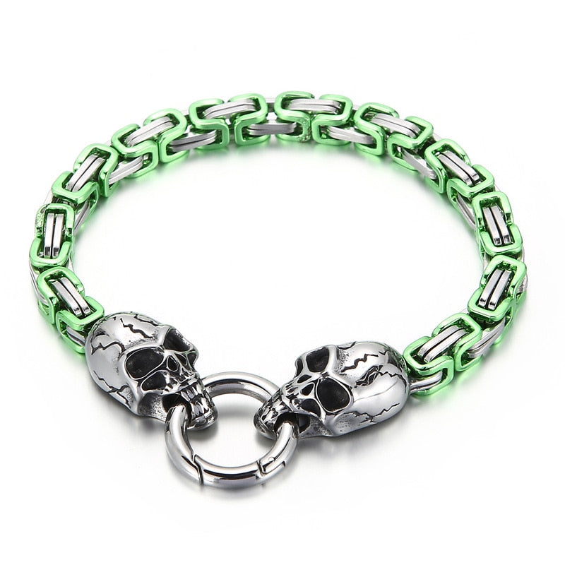 7 Colors Skull Byzantine Chain Mens Bracelet