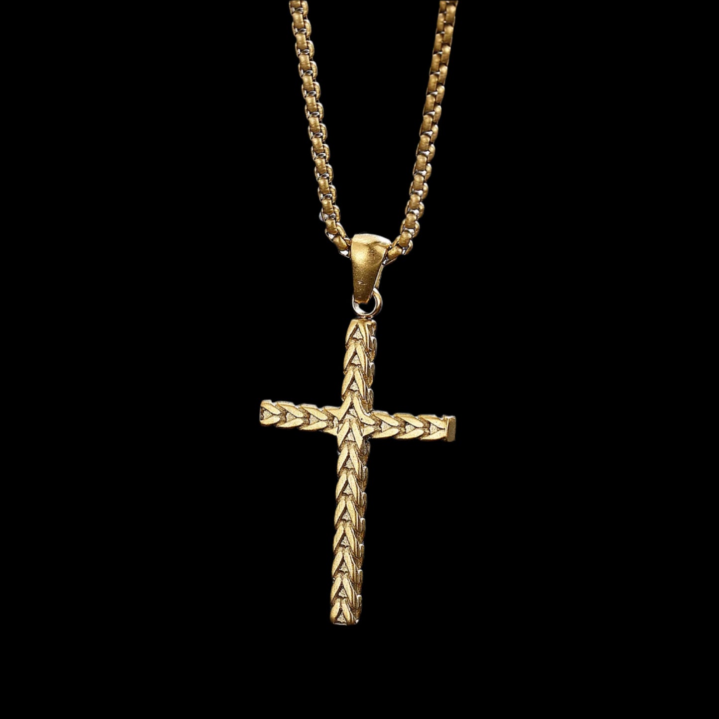 Woven Metal Minimalist Mens Cross Necklace