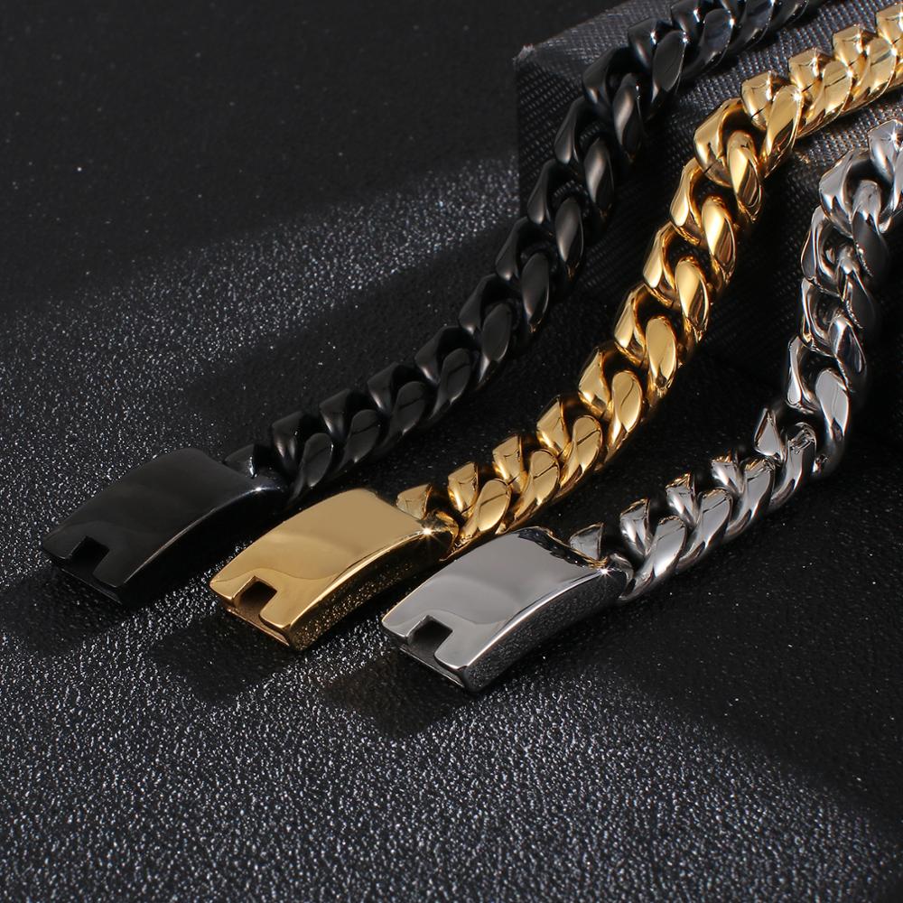 Bold and Chunky Half-Polish Cuban Link Chain Bracelet