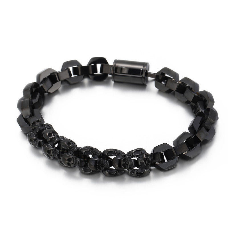 Skull and Square Chain Mens Bracelet
