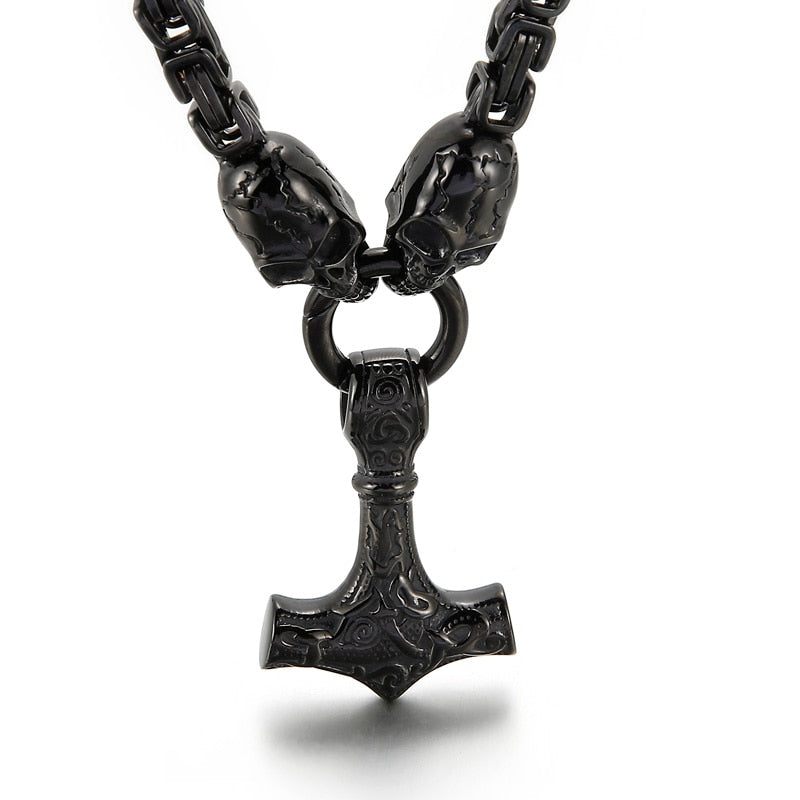 Skull Byzantine Chain Box Chain King's Chain With Pendant Men's Necklace