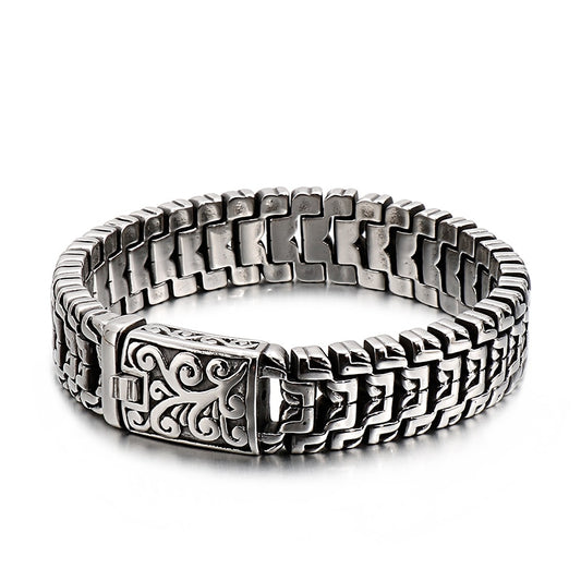 Engraved Scale Watch Band Link Chain Bracelet