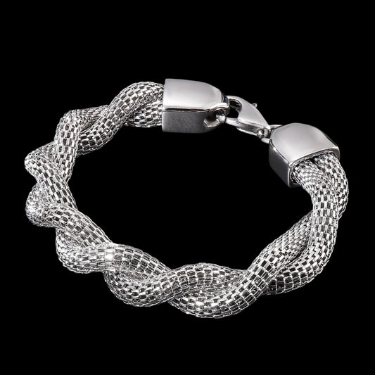 Snake Double Link Chain Stainless Steel Braided Bracelet