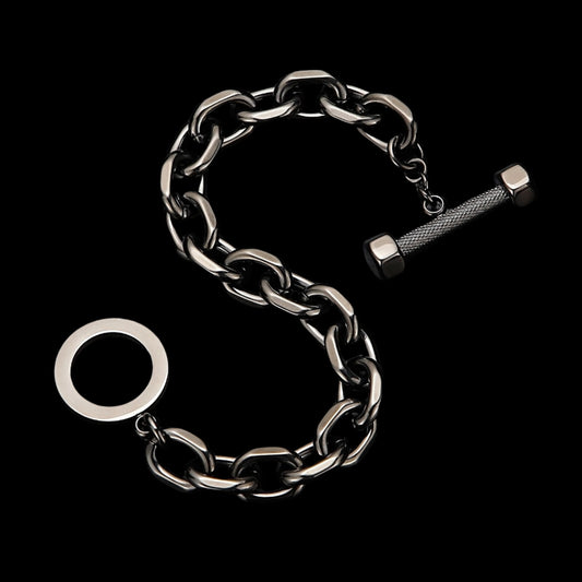 Handweight Bar Toggle Gym Icon Mens Bracelet