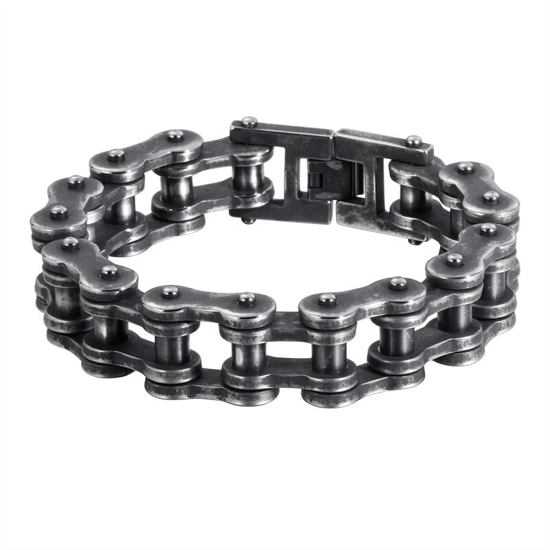 Solid Steel Biker Wide Chain Mens Bracelet