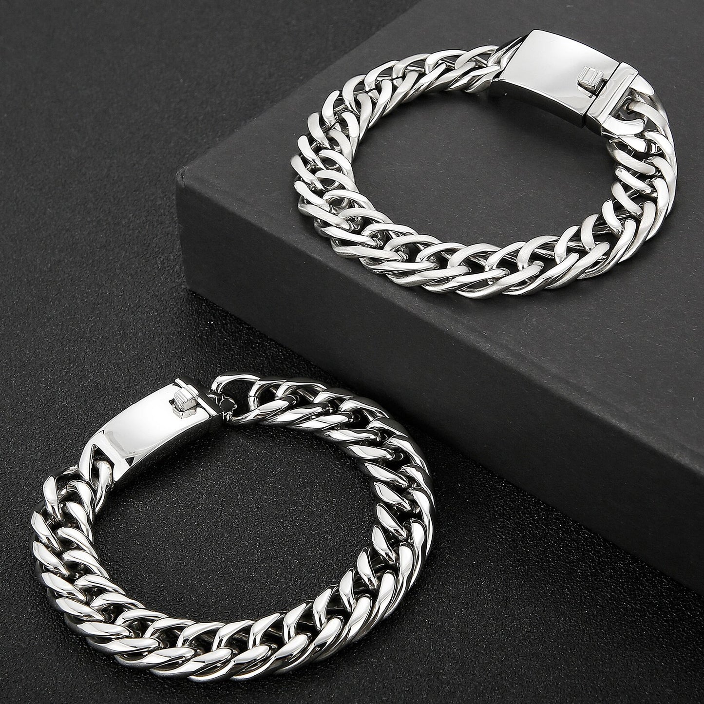 Slide Chain High Polish Mens Bracelet