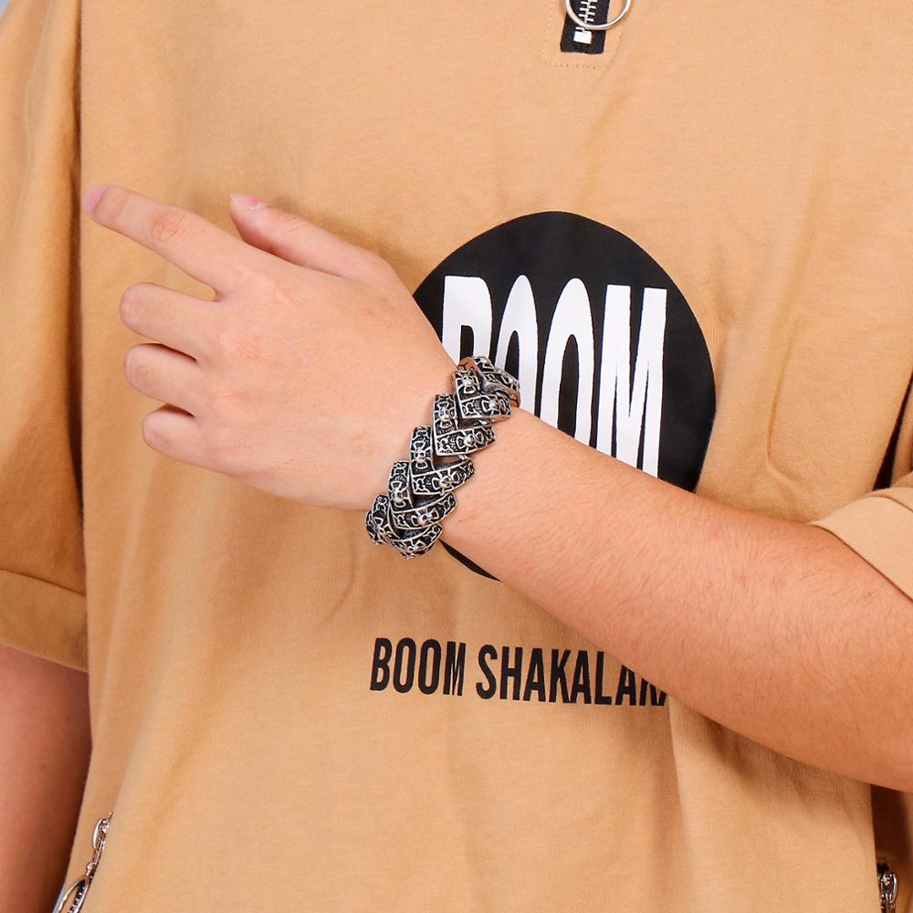 Ancient Chain Mens Bracelet Black Stainless Steel