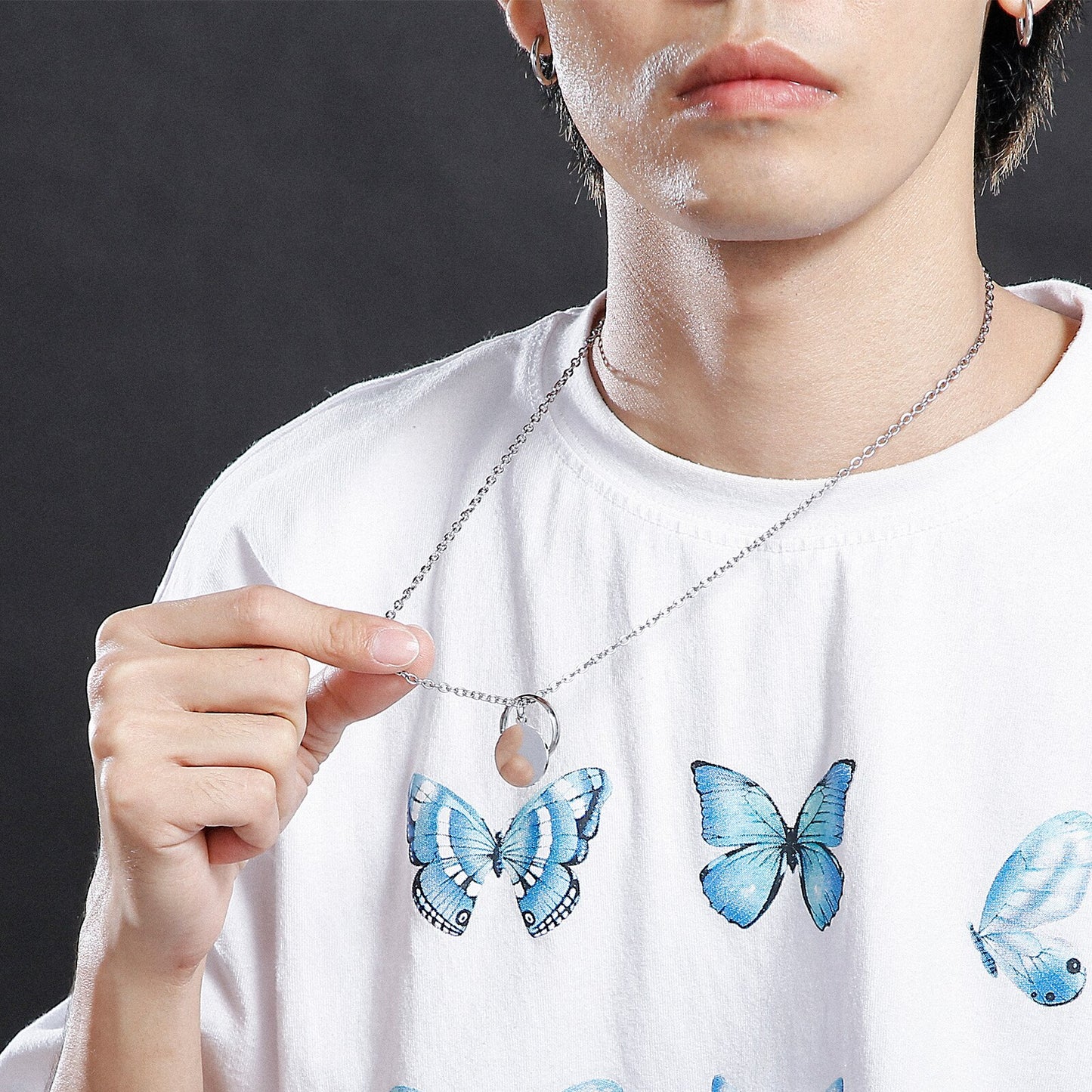 Engraving Tab Layering Pendant Necklace