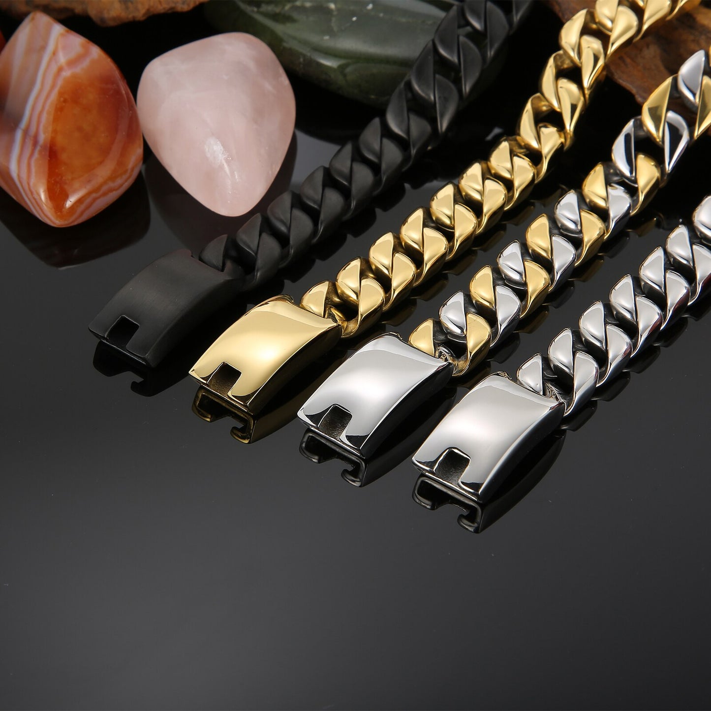 Narrow Cuban Chain Mens Bracelet