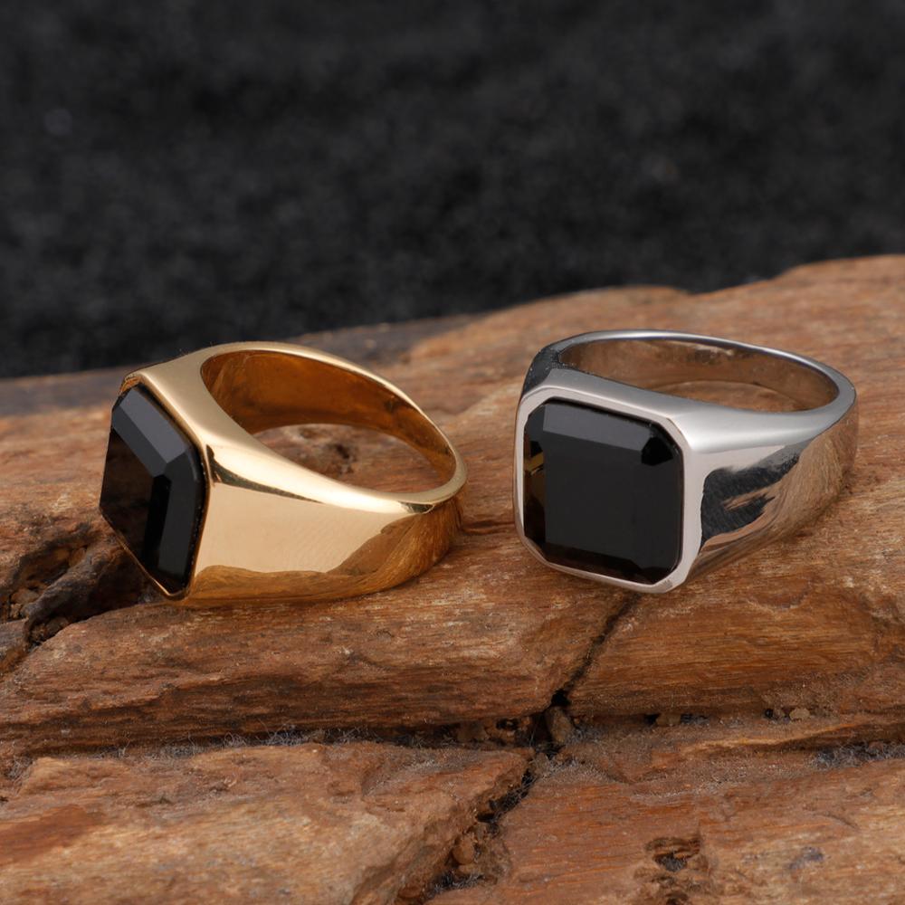 Square Obsidian Signet Ring