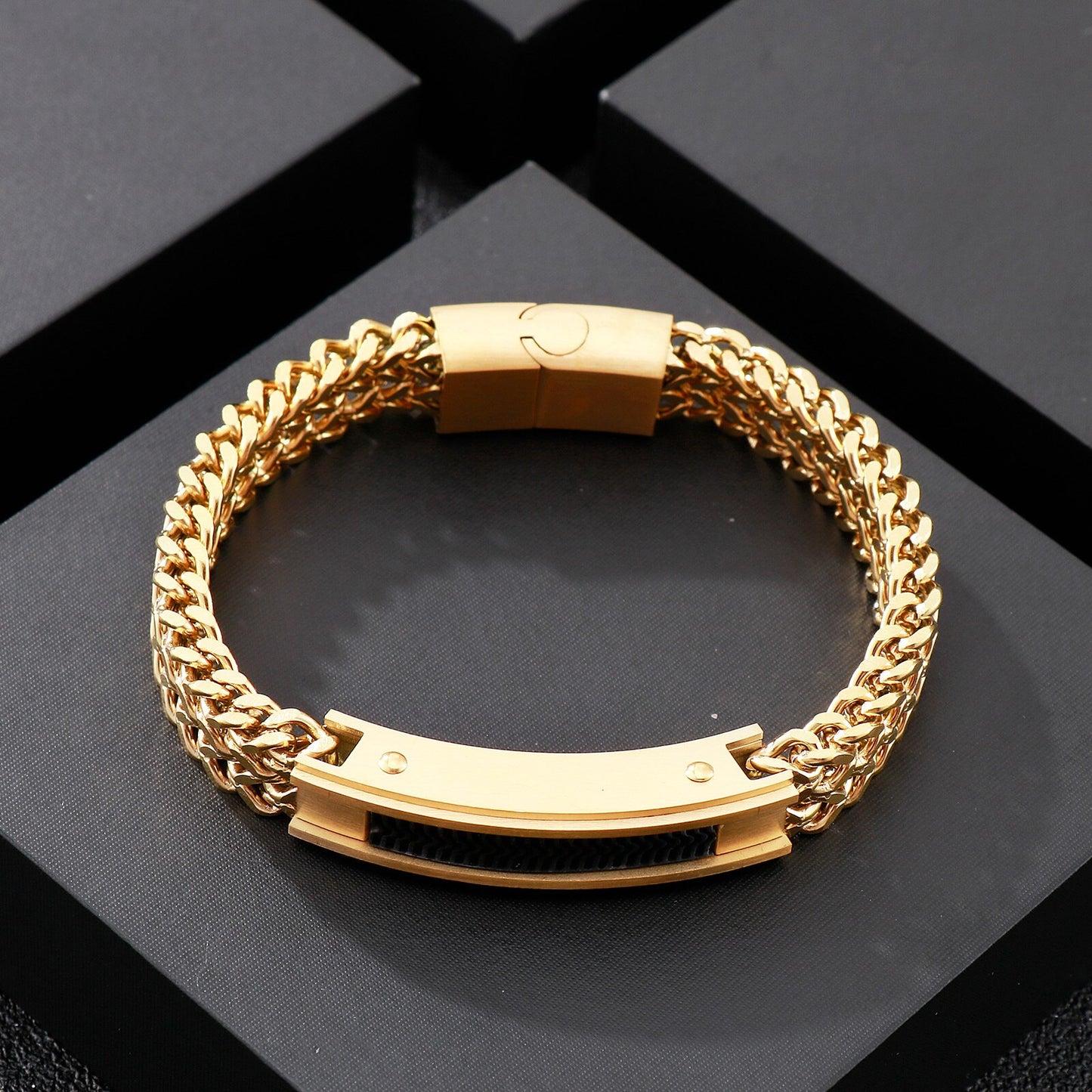 Black Bar Chain Bracelet