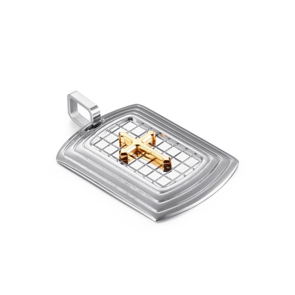 Geometric Cross Dog Tag Pendant