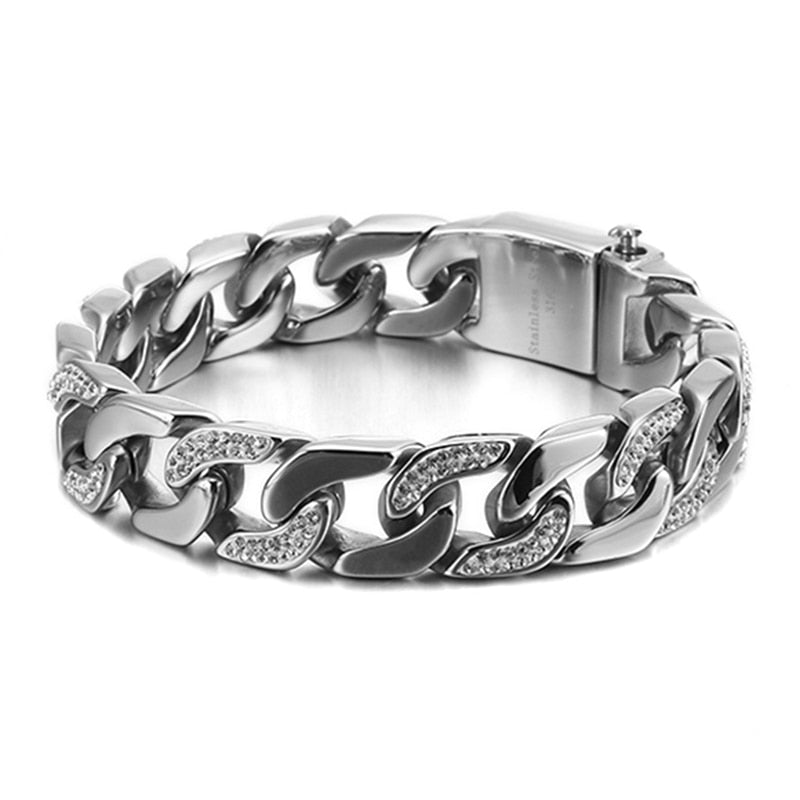 Half-Ice Cuban Link Mens Bracelet