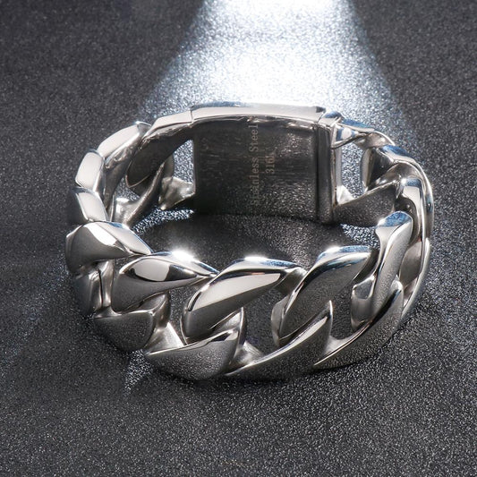 High Polish Super Huge Steel Cuban Chain Bracelet