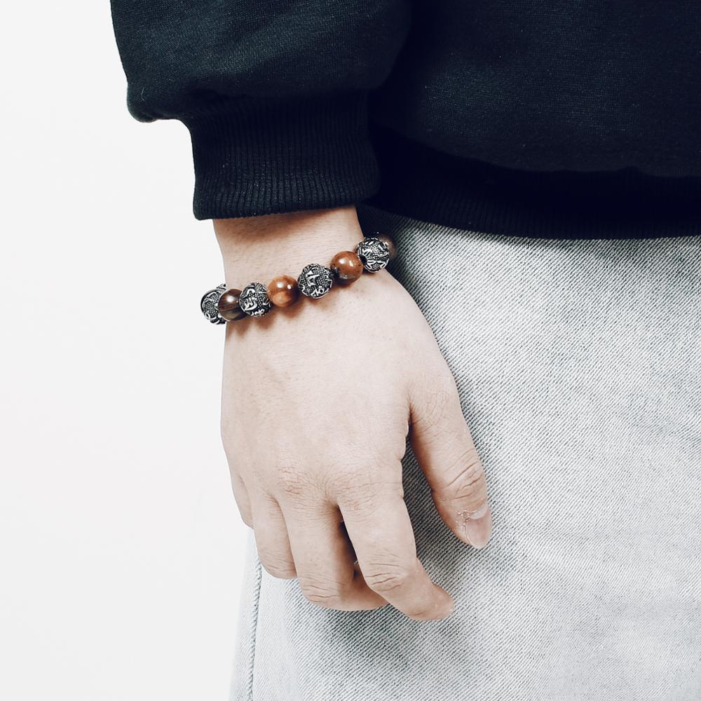 Tiger Eye Bead Mens Bracelet