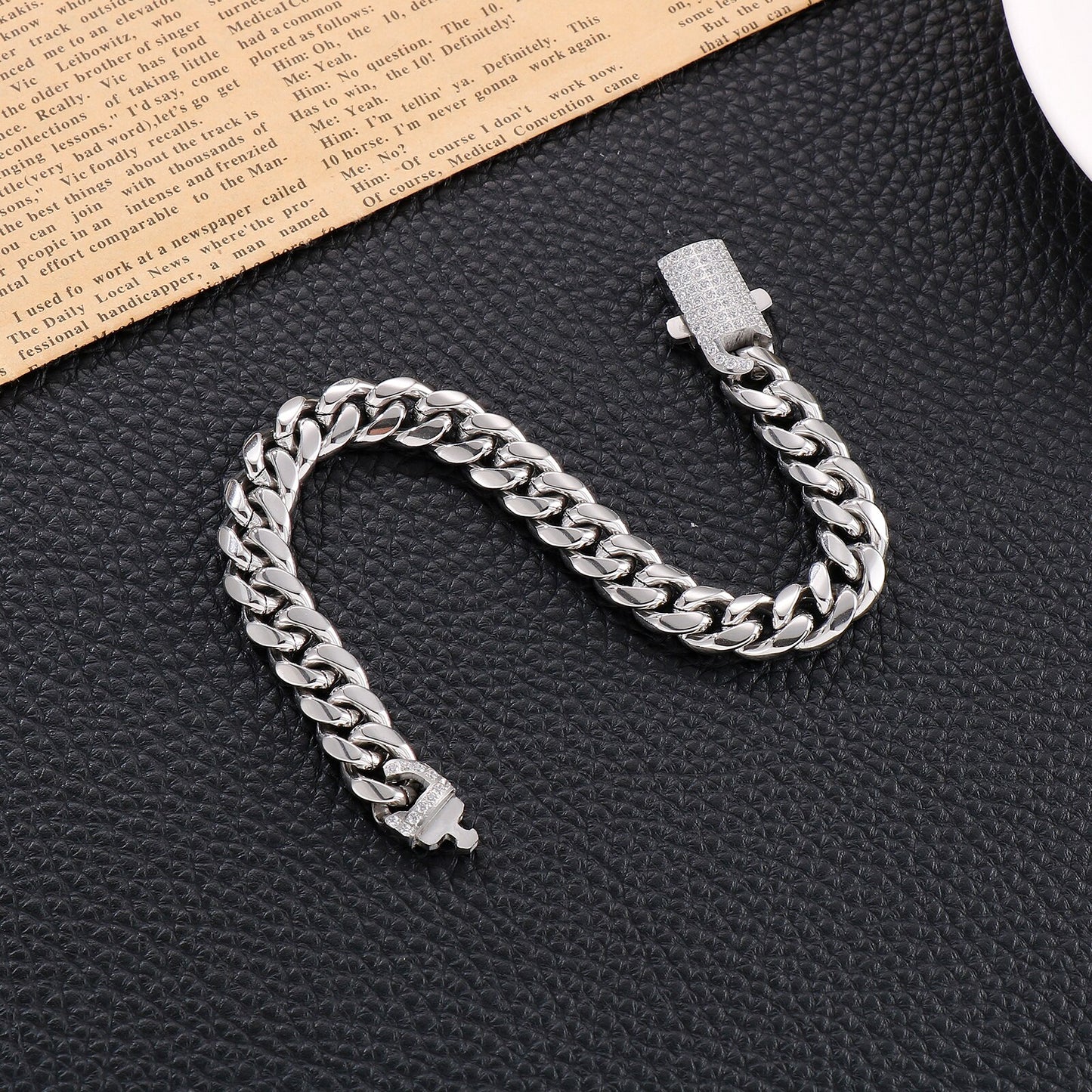 Zircon Latch Cuban Chain Statement Bracelet