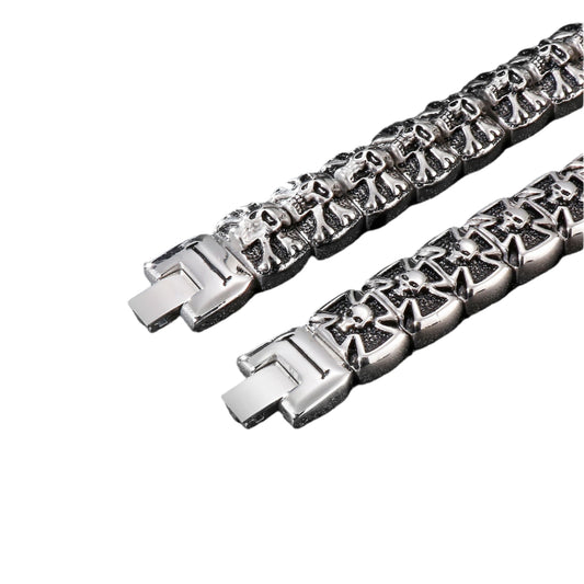 Skull and Crossbone - Skull and Maltese Cross Bracelet