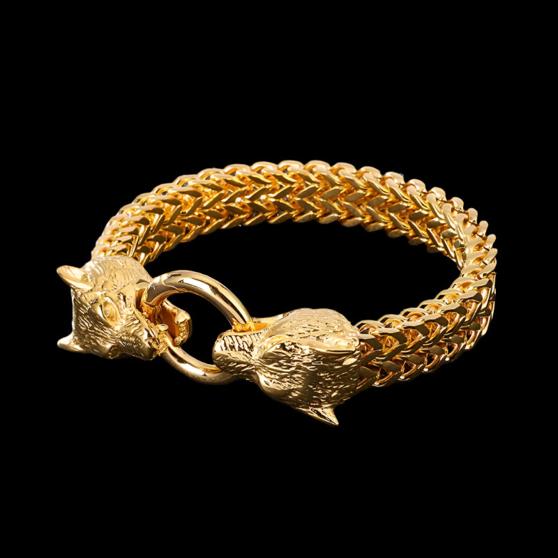 Dueling Wolves Chain Bracelet