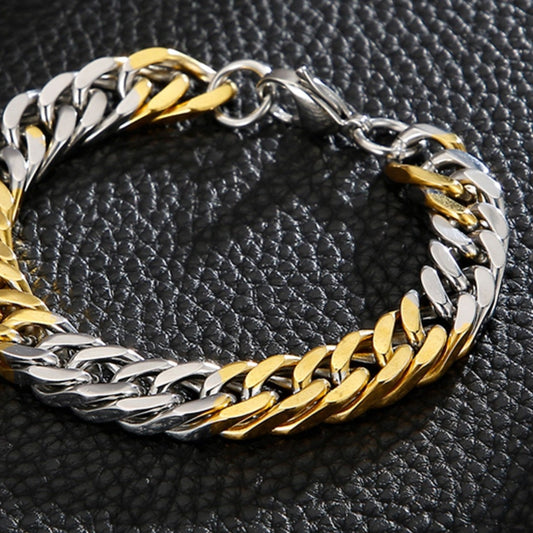 Banded Curb Chain Mens Bracelet