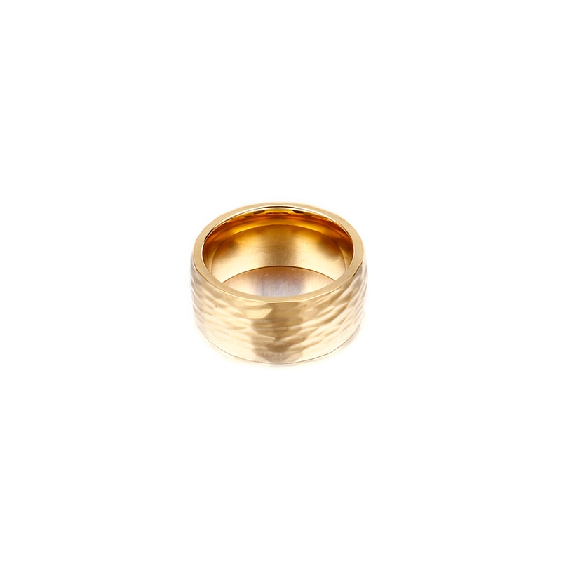 Wave Line Thick Hammered Mens Ring