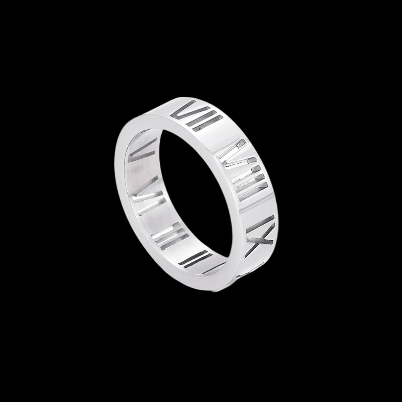 Roman Numerals Titanium Steel Ring