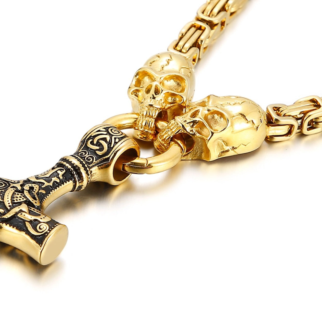 Skull Byzantine Chain Box Chain King's Chain With Pendant Men's Necklace