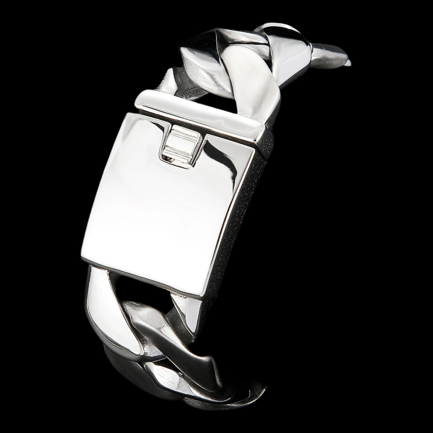 Ultra Wide Tab Closure Cuban Chain Mens Bracelet