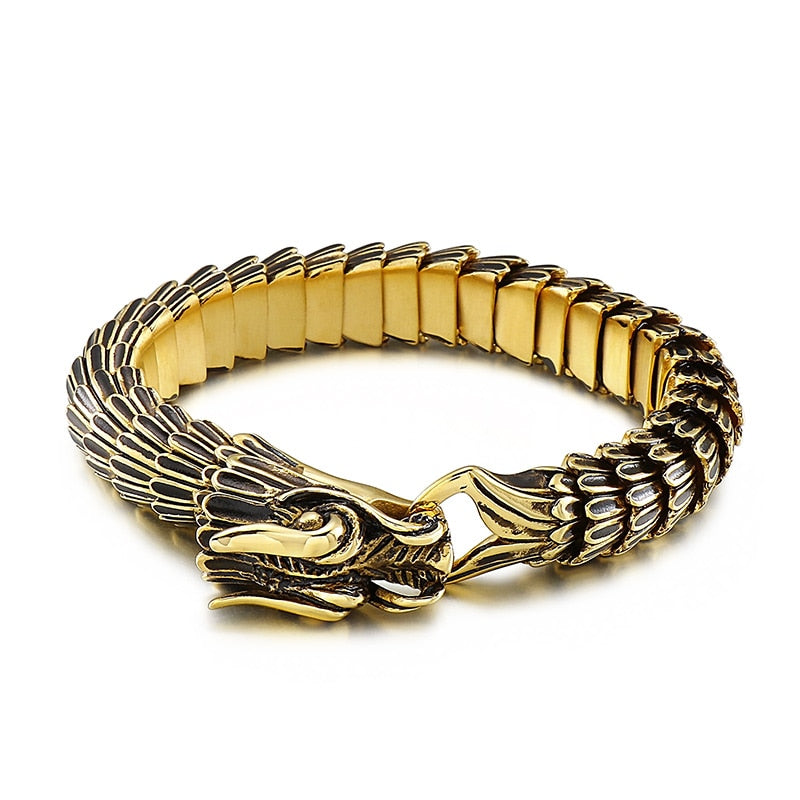 Asian Dragon Ouroboros Mens Bracelet