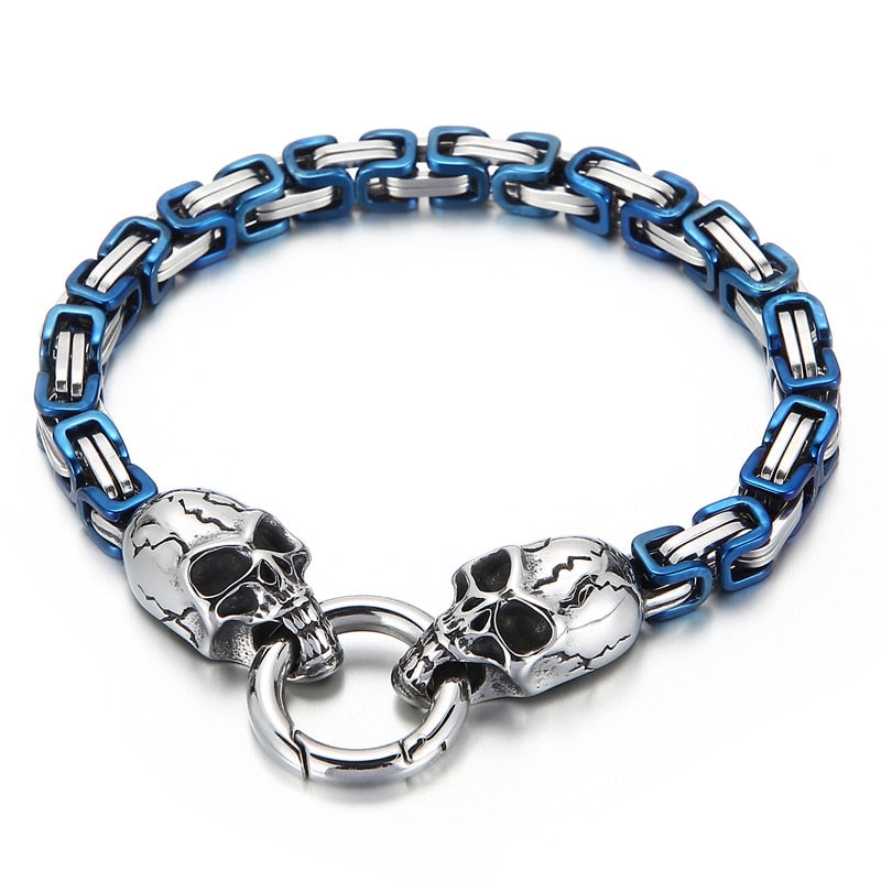 7 Colors Skull Byzantine Chain Mens Bracelet