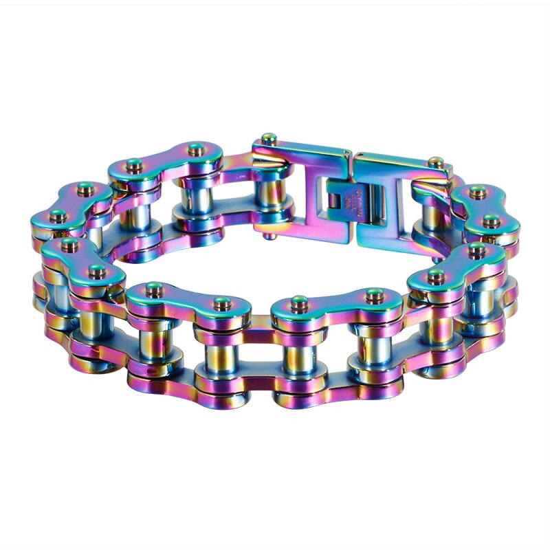 Solid Steel Biker Wide Chain Mens Bracelet