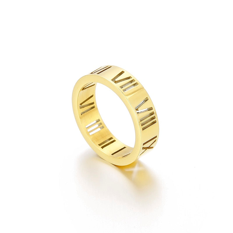 Roman Numerals Titanium Steel Ring
