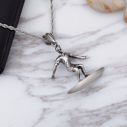 Surfer On the Wave Pendant Necklace