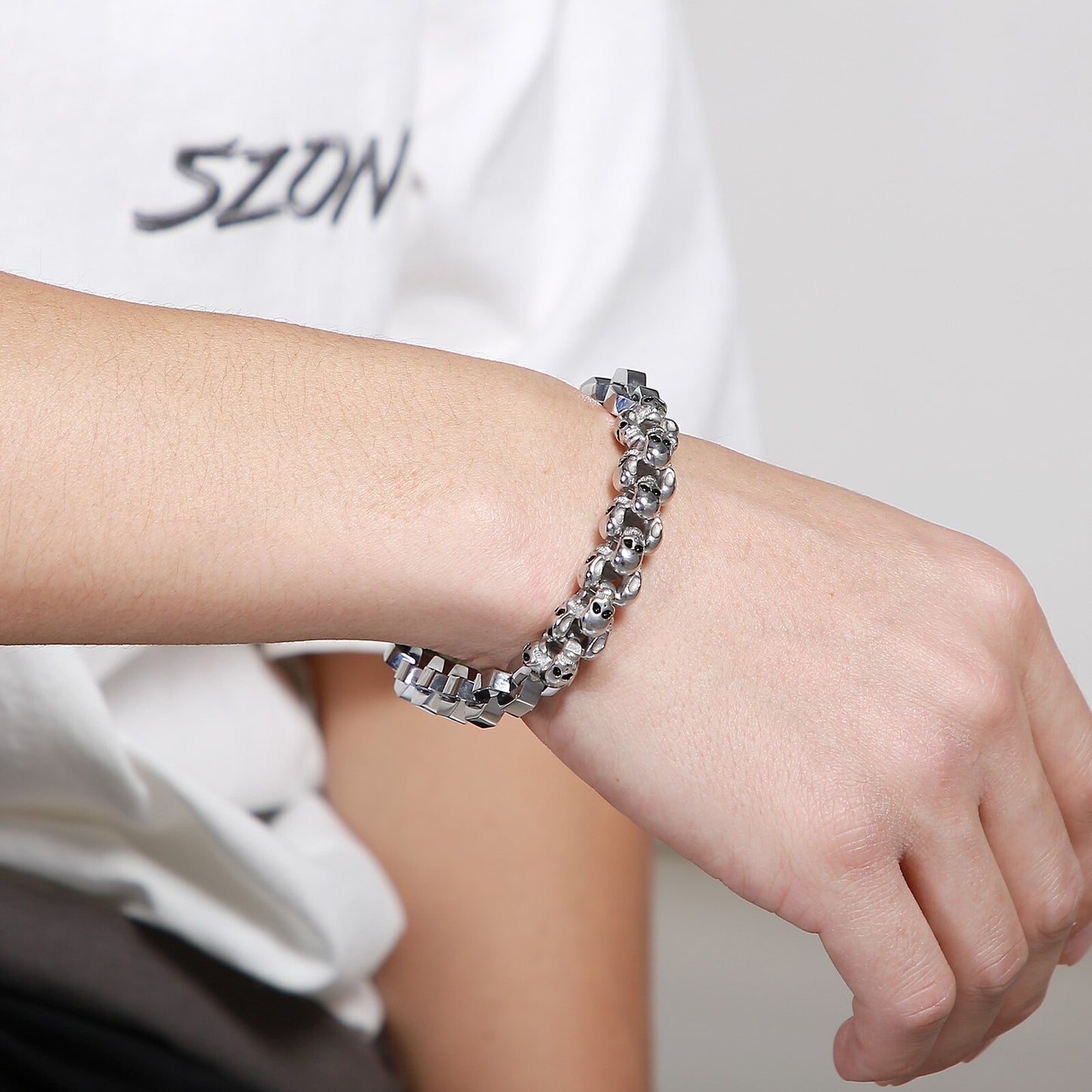 Skull and Square Chain Mens Bracelet